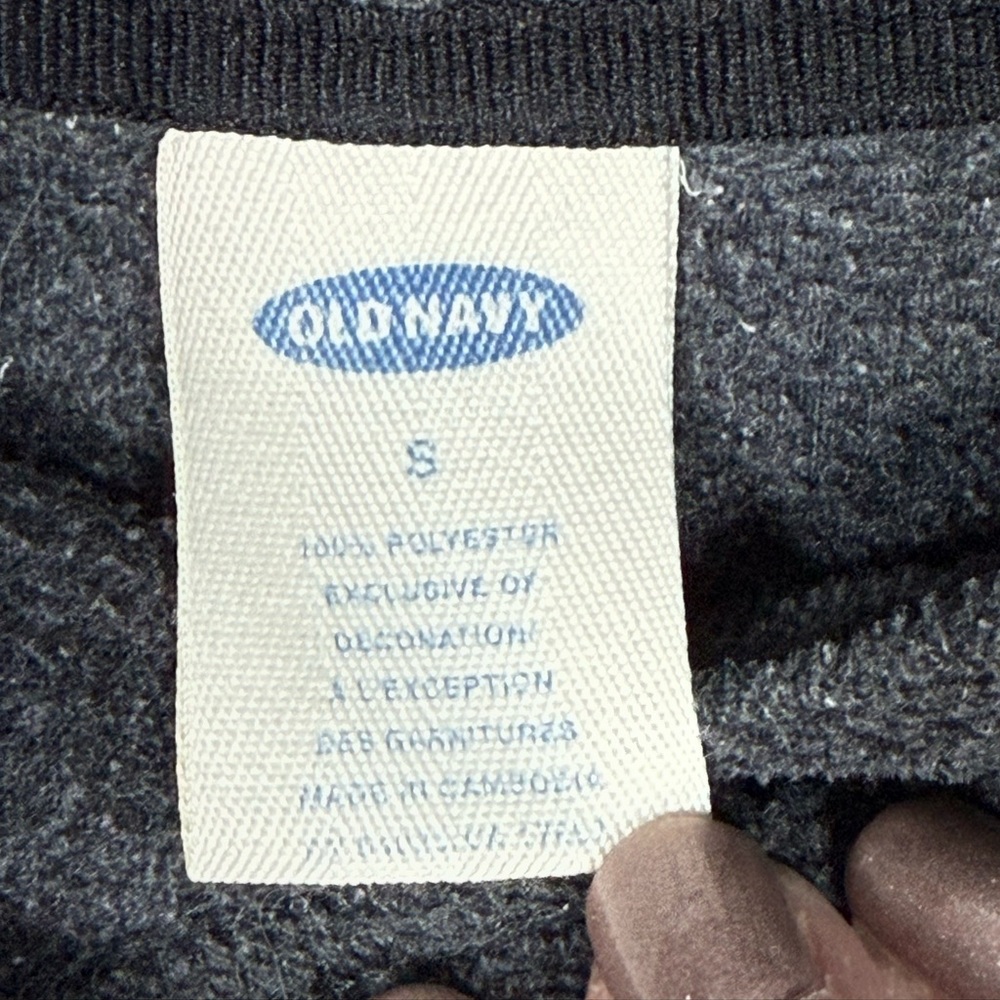 Vintage Old Navy Hoodie Mens S Gray Fleece Y2K Spellout Streetwear Fuzzy - Picture 5 of 9